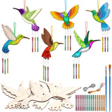 6 Pack Hummingbird Wind Chime Kit for Kids to Paint Make You Own Spring Wind Chimes Wooden Art Arts and Crafts Bird Ornaments Spring Smmer Party Decoration for Kids and Adults BAPHILE