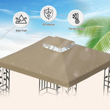 SGmory 10x10 FT Grill Gazebo Canopy Replacement Top, Pavilion Sunshade Polyester Gazebo Cover with Air Vent, Grill Canopy for Yard Patio Garden & Outdoor BBQ (Khaki) SGmory