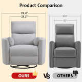 Jocisland Power Recliner Nursery Chair for Adults, Electric Swivel Rocking Glider with USB & Type-C, Soft Fabric Armchair with 2 Pillows, Cozy Reclining Sofa for Living Room, Bedroom, Light Grey Jocisland