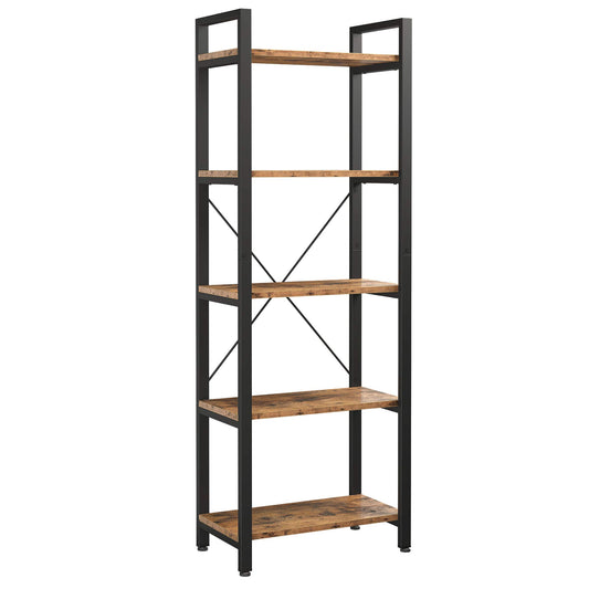 Vintage Industrial 5-Tier Ladder Bookshelf by IRONCK - Sturdy & Stylish Storage Solution - WoodArtSupply