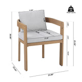 Christopher Knight Home Elko Acacia Wood Outdoor Dining Set for 6, Wooden 7 Piece Patio Dining Table Set, Outdoor Metal Dining Chair and Table Set with Cushion, Patio Furniture Set, Teak+Light Gray Christopher Knight Home