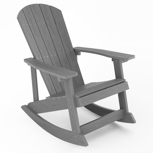 YEFU Outdoor Rocking Chair,Adirondack Rocking Chair,Patio Rocker Chair with Wide Back,Oversized Rocker Chair Look Like Real Wood, for Lawn, Porch, Backyard, Indoor and Garden(Grey) - WoodArtSupply