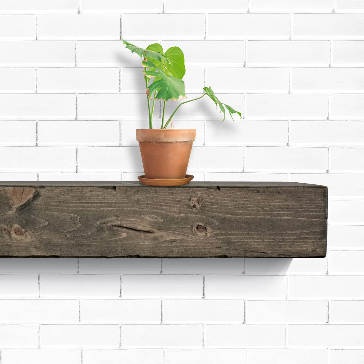 Fireplace Mantel, Rustic, Shelf, Floating Mantle, Real Wood, Beam, URBANDI (Grey, 84Lx6Hx8D) Generic