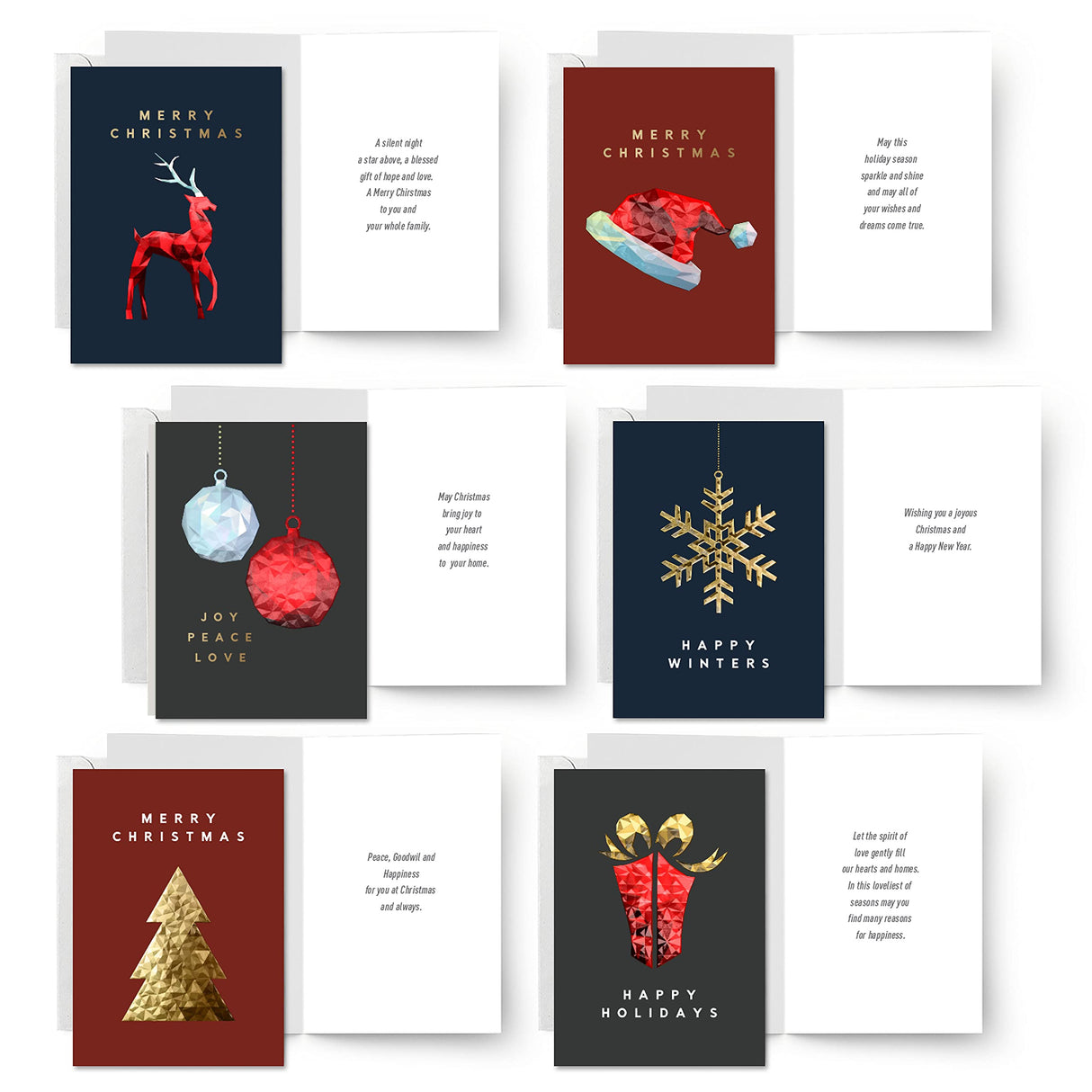 easykart labels 18 Christmas Greeting Card Assortment With Envelopes, Gold Foil With 3D Embossing Effect Design, 5.75 x 4.25 Inch easykart labels