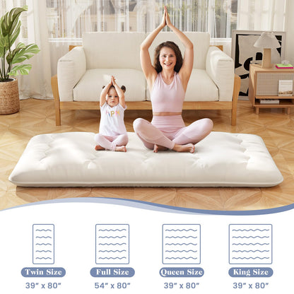 Giantex Japanese Floor Mattress, 4 Inch Futon Mattress w/Washable Cover & Storage Bag, Foldable Roll up Mattress Tatami Mat, Portable Sleeping Pad for Camping, Dormitory, Kids Floor Lounger Bed, Twin