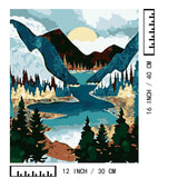 BAISITE Paint by Numbers Kit for Adults Beginners,12" Wx16 L 2 Pack Canvas for Painting Kits for Adults in Colorful Box-Sunset Lake Mountains1112 BAISITE