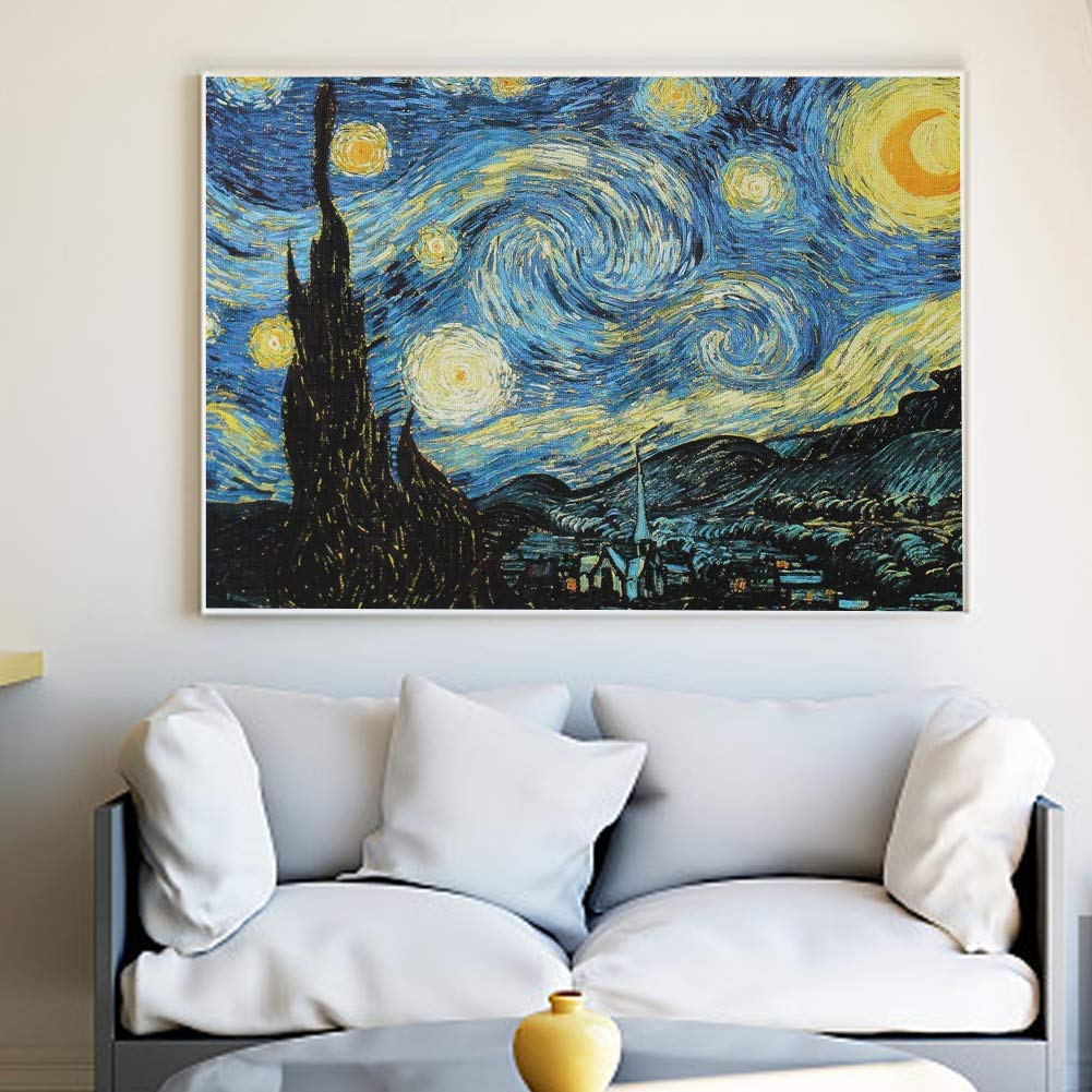 3000 Piece Jigsaw Puzzle, The Starry Night by Van Gogh Jigsaw Puzzles for Adult Reduced Pressure Toy Gift - Learning and Education Toys Gift for Adult Puzzles(45.3 x 32.3 inch) wifreo