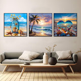 AIBOERL 3 Pack Beach Scenery Diamond Art Kits for Adults,Beach Diamond Painting Kits for Beginner, DIY Round 5D Full Drill Diamond Dots Crafts for Home Wall Decor Gifts 12x12Inch AIBOERL
