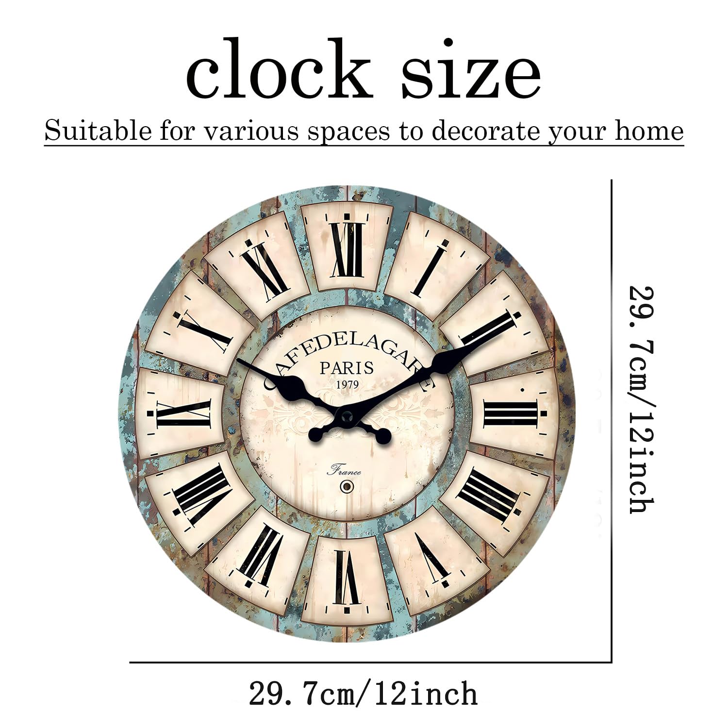 Constantplanet Wood Wall-Clock for Bedroom - Kitchen Clocks Wall Battery Operated 12 Inch - Analog Rustic Wall Clock Farmhouse Clocks for Walls (No Solid Wood, It is with MDF Material) - WoodArtSupply