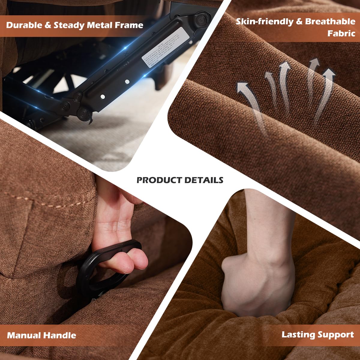 MAHOMICO Recliner Loveseat with Cup Holders for Living Room Love Seat Manual Oversized Recliner with Ergonomic, Side Pocket for Adult MAHOMICO