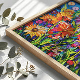 Bgraamiens Puzzle-Mosaic Art Flowers-1000 Pieces Mosaic Art Paper Puzzle for Adults, Stained Glass Art Puzzle with Flowers, Impossible Puzzle Color Challenge Flowers Puzzle for Adults Bgraamiens