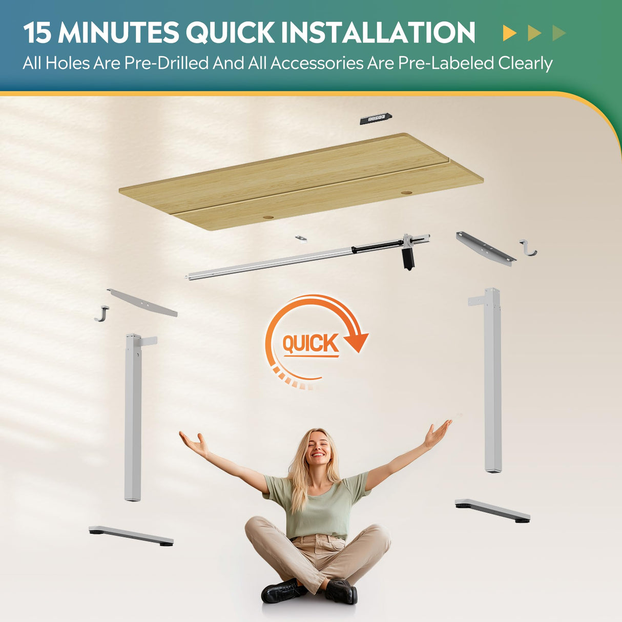 DEVAISE 48 X 24 Inches Electric Standing Desk,Height Adjustable Stand up Desk for Home Office, Ergonomic Sit to Stand Desk with Phone Holder,Maple DEVAISE