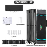 COBIZI 10x30 Pop Up Canopy Without Sidewall,Heavy Duty Canopy UPF 50+ All Season Wind Waterproof Commercial Outdoor Wedding Party Tents for Parties Gazebo with Roller Bag(10 x 30 ft Black) COBIZI