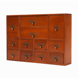 12-Drawer Vintage Wooden Storage Box, Traditional Desktop Apothecary Curio Cabinet, Library Desk Drawer w/Label Holders Handles, Multi Level Countertop Arts and Craft Organizer (Brown) BAITGMYING