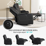 ANJ Recliner Sofa,Power Reclining Couch with USB Ports and Cup Holders - Overstuffed Electric Living Room Seating PU Leather Recliner Sofa Set with Hidden Arm Storage, Easy to Clean (Black) ANJ