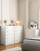 White 5-Drawer Tall Dresser with Wood Top, Modern Storage Tower for Bedroom, Closet, Living Room, Entryway, Hallway Seeday