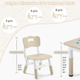 SwemDec Kids Table and 2 Chairs Set, Children Multi-Activity Toddler Table and Chair Set with Graffiti Tabletop for Ages 3-8, Height-Adjustable Kids Study Desk for Classroom/Daycare/Home SwemDec
