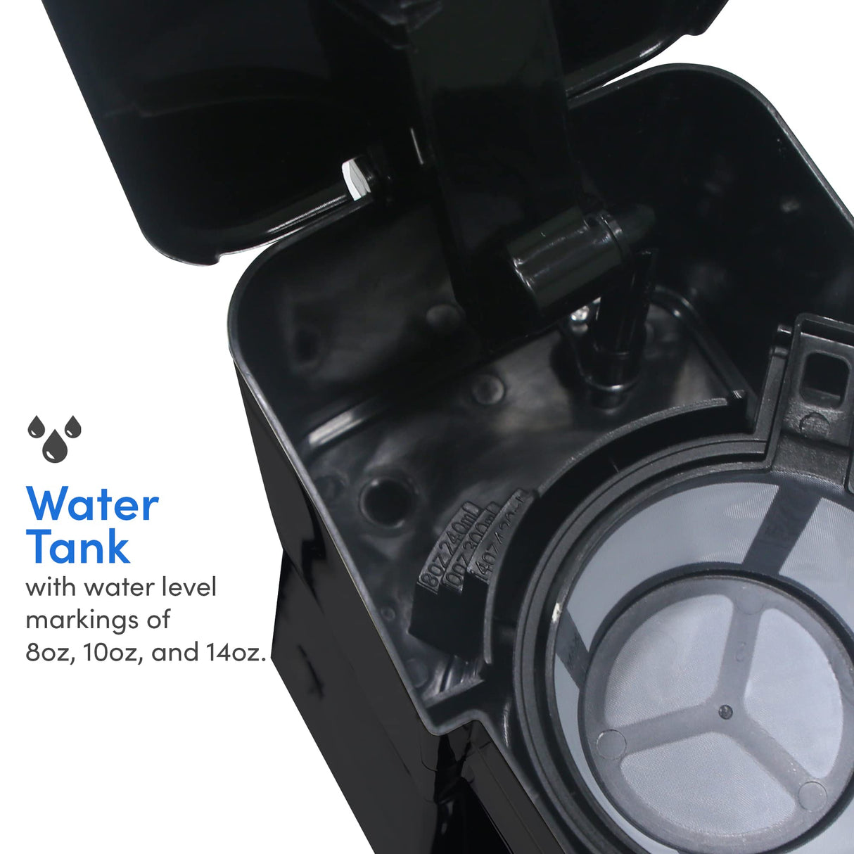 Elite Gourmet EHC111A Personal Single-Serve Compact Coffee Maker Brewer Includes 14Oz. Stainless Steel Interior Thermal Travel Mug, Compatible with Coffee Grounds, Reusable Filter, Black Elite Gourmet