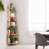 DRDINGRUI Bamboo Corner Shelf Stand for Display, 59'' Tall Storage Rack, 5-Tier Shelf for Organize DRDINGRUI