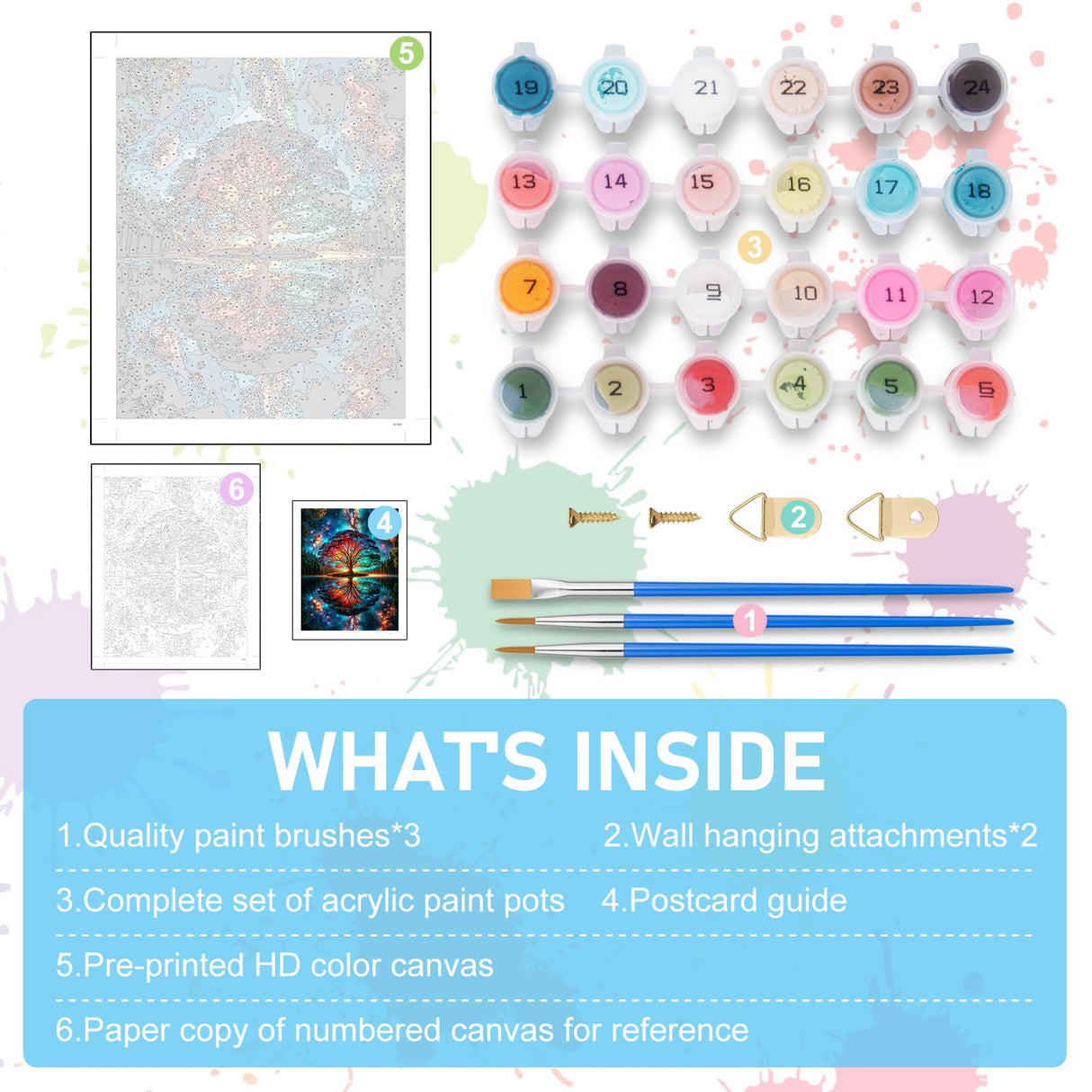 Paint by Numbers Kit for Adults - Tree of Life Acrylic Adult Paint by Number Kits on Canvas for Beginner, Tree of Life DIY Oil Painting by Numbers for Adults Kit, Perfect for Home Decor Gift 16"x20" Offito