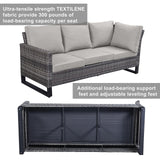 Belord Patio Sectional Furniture Set with Coffee Table: 8 Pieces Wicker Patio Conversation Set with L Shaped Sofa, Outdoor Swivel Glider Rocker, Rattan Ottomans, Removable Belord