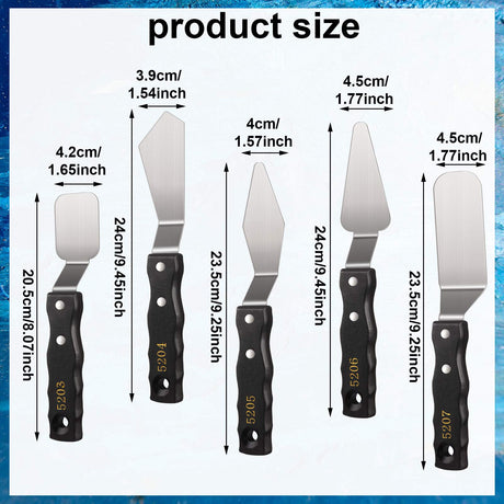 5 Pieces Large Painting Knife Set Pallet Knife Set Scraper Stainless Steel Spatula Palette Oil Painting Accessories Tools for Color Mixing Acrylic Mixing Supplies Honoson