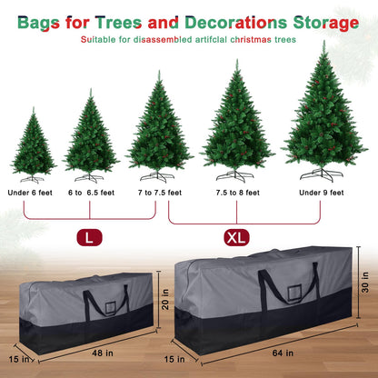 BSTGE Christmas Tree Storage Bag, Fits Up to 9 Ft Artificial Trees, Large Heavy-Duty Waterproof Storage Bags with Reinforced Handles, Dual Zippers & Card Slot, 600D Oxford Extra Large Moving Bags