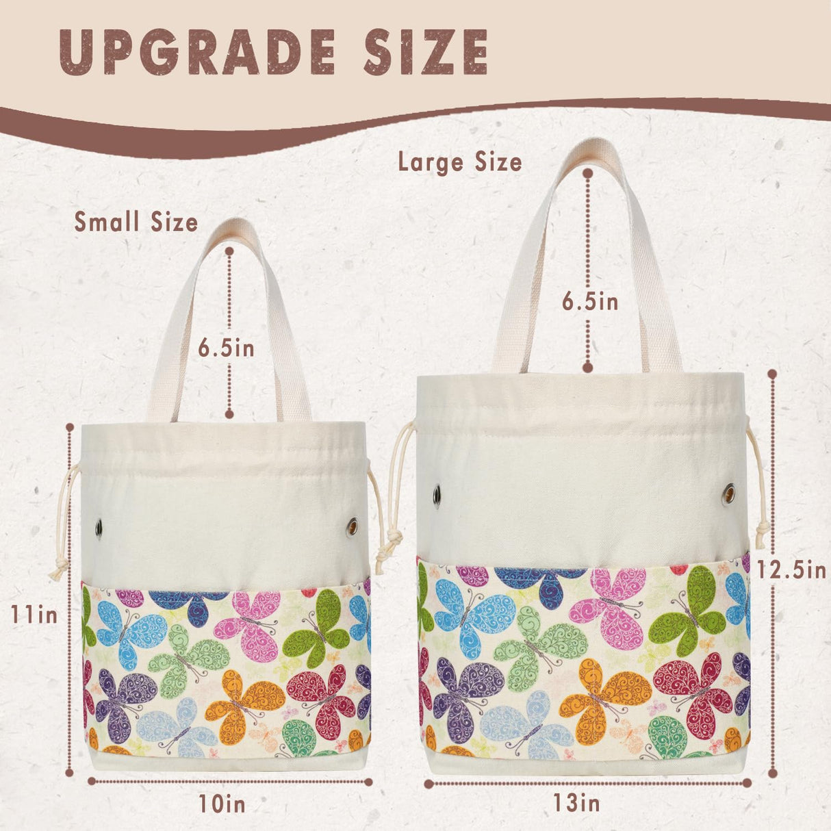TOGETRUE Yarn Bag, Knitting Crochet Tote Bag, Yarn Storage Bags Organizer, Crochet Bags for Crocheting Project, Store Skein Ball, Short Knitting Needle (Butterfly) TOGETRUE