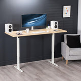 VIVO Electric Height Adjustable 71 x 30 inch Memory Stand Up Desk, Light Wood 30 inch Deep Table Top, White Dual Motor Frame, Preset Controller, E2B Series, DESK-KIT-E2W7C VIVO