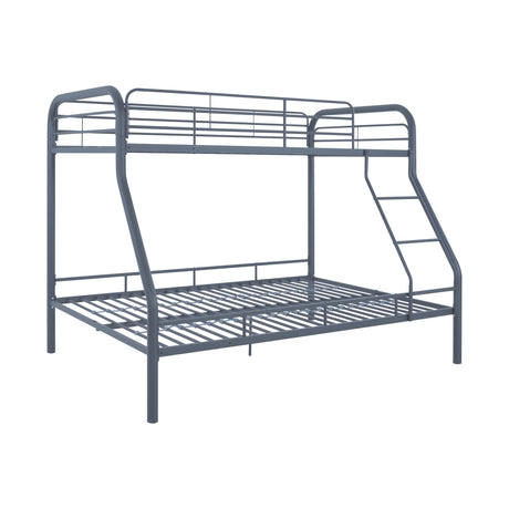 Hollywood Bunk Beds Twin Over Full Size, Heavy Duty Metal Bunk Bed with Safety Guardrails, Angled Ladder, Underbed Storage, 800LBs capacity - for Kids and Teens, Twin over Full Bunk Bed, Gray Naomi Home