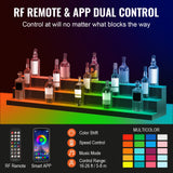 VEVOR LED Lighted Liquor Bottle Display Shelf, 3 Tiers 60 Inches, Supports USB, Illuminated Home Bar Shelf with RF Remote & App Control 7 Static Colors 1-4 H Timing, Acrylic Lighting Shelf VEVOR