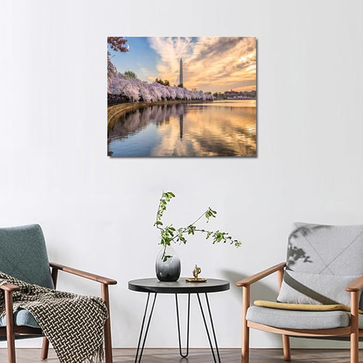 QACEYID Washington dc USA in Spring Water City Stock Pictures Royalty Free Paint by Numbers Kits for Adults DIY Wall Art Picture Canvas Oil Painting Set Digital Paintworks for Beginners 16x20 inch QACEYID