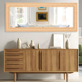 FUWU HOME Rattan Full Length Mirror, 24 X 60 inch Wood Bathroom Vanity Mirror, Free Standing or Wall Mounted Full Body Mirror for Bedroom, Living Room, Dressing Room FUWU HOME