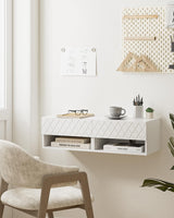 Aienvey Floating Nightstand, Small Modern Floating Nightstand with Drawer, Floating Shelves for Bedroom, Bathroom, White Diamond Aienvey