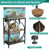 HavenlyYouth 10 Gallon Aquarium Stand with Power Outlet, 3 Tier Heavy Duty Metal Fish Tank Stand with Storage, Fish Tank Table for Home Office, 21.3" x 11.8" x 29", Rustic Brown HavenlyYouth