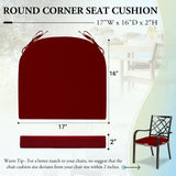 Wellsin Outdoor Chair Cushions for Patio Furniture - Patio Chair Cushions Set of 6 - Waterproof Round Corner Outdoor Seat Cushions 17"X16"X2", Burgundy Wellsin