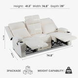75'' Manual Reclining Sofa with Storage Drawer, 3 Seat Wall Hugger Recliner Couch with Cup Holders, Side Pockets, Chenille Fabric, Compact 3-Person Recliner for RV, Living Room, Apartment (Beige) LURVIA