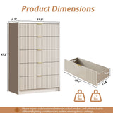 MAISONARIA 5 Drawer Dresser for Bedroom, Tall Dresser Chest of Drawers with Gold Handles, 32 Inch Wide Nightstand with for Bedroom, Living Rooms, Offices, and Entryways, Beige MAISONARIA
