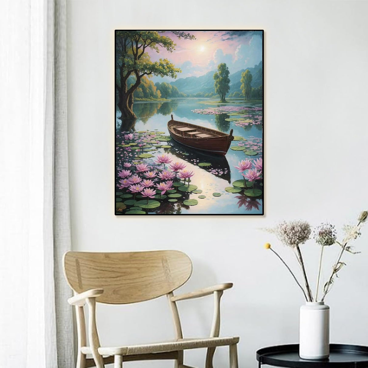 Paint by Number Adult Lotus Lake,Canvas Paint by Numbers for Adults,Painting by Numbers,DIY Oil Painting Kit Perfect for Gifts and Home Wall Decor 16x20inch PHANTASYART