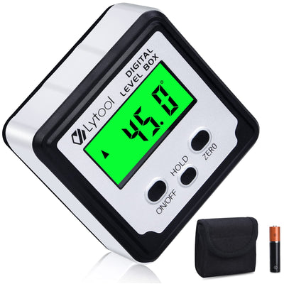 Lytool Digital Angle Finder, Angle Gauge Electronic Level Tool with Bubble Level and Magnetic Base, Digital Inclinometer Angle Measuring Tool for Woodworking, Construction and Machinery