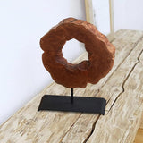 Warmaxx Wood Slice Statues on Stand Object 13.6" x 17.6" x 1.9" Handmade Solid Lychee Sculpture Tabletop Farmhouse Decoration Desk Decor for Home Living Room Office Warmaxx