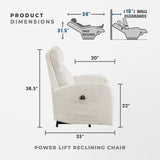 Lexicon Power Lift Recliner Chair for Elderly with Remote Control, Gentle Lift Motion, Side Pocket Armrest, Corduroy Upholstered Electric Recliner for Living Room/Bedroom, Easy Assembly, Beige Lexicon