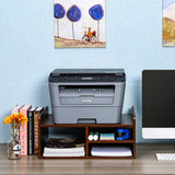 PAG Desktop Printer Stand with Storage, Paper Storage Holder Rack for Desk, Wooden Printer Organization for Home/Office, Retro Brown PAG