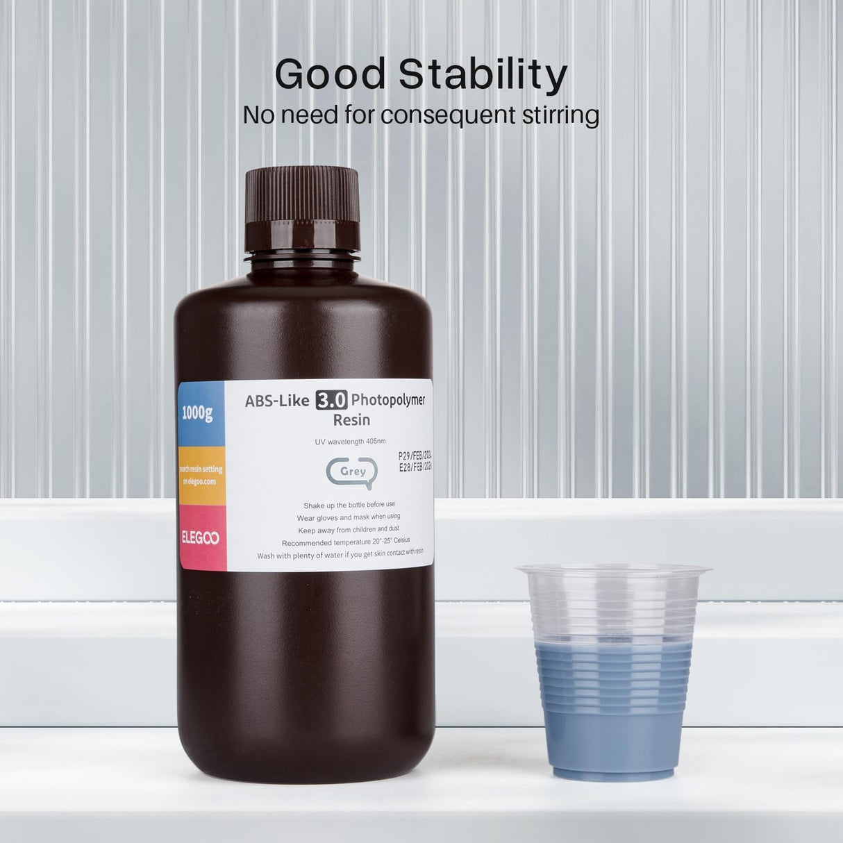 ELEGOO ABS-Like 3.0 3D Printer Resin, Upgraded ABS-Like Resin with High Precision, Toughness, Lower Shrinkage and Viscosity, 405nm Fast UV-Curing 3D Resin for MSLA/LCD/DLP 3D Printer, Grey 1000g ELEGOO