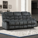 EBELLO Reclining Couch for Living Room, Extra Wide Modern Overstuffed 3 Seat Recliner Manual Sofa Breathable Fabric and Padded Cushion, Grey Green EBELLO