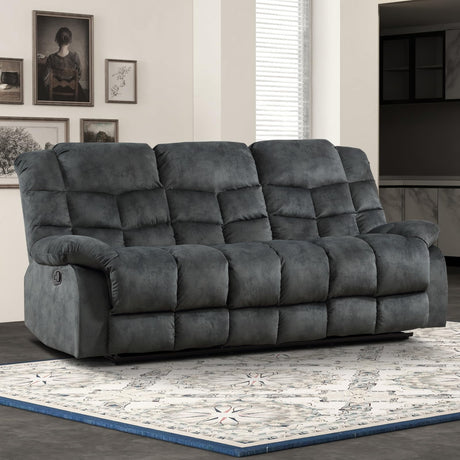 EBELLO Reclining Couch for Living Room, Extra Wide Modern Overstuffed 3 Seat Recliner Manual Sofa Breathable Fabric and Padded Cushion, Grey Green EBELLO