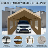 Jintop 10×20 Carport,Heavy Duty Metal Portable Carport Garage,with Roll-up Door Windows,Outdoor Storage Shelter w/Waterproof and Removable Sidewalls,Large Car Tent Gazebo for SUV,Truck,White Jintop