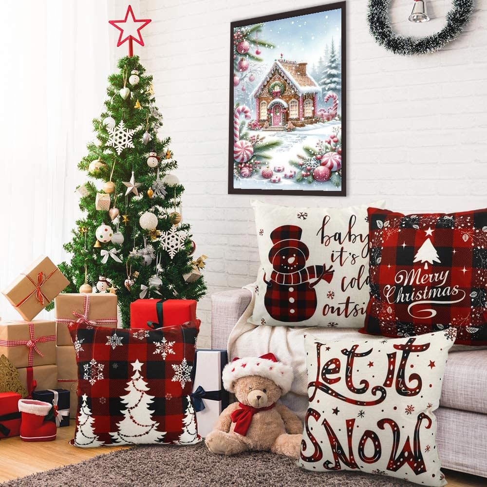 askkqtx Christmas Diamond Art Kits for Adults - Christmas Snowscape House Landscape Diamond Painting Kits Full Drill Crystal Rhinestone Gem Art Craft Kits for Home Wall Decor 12X16Inch askkqtx