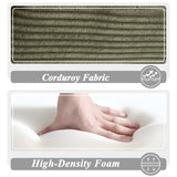 HRVEOCEI 49" Chaise Lounge Indoor, Oversized Chaise Lounge Chair with 3 Comfy Pillows for Living Room Bedroom, Wide Arms Corduroy Fabric High-Density Foam No Assembly Required (Sage Green) HRVEOCEI