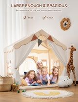 besrey Kids Tent, Kids Playhouse 2 in 1 with Padded Mat and String Lights, Large Play House with 2 Doors & 4 Windows, Kids Play Tent Indoor & Outdoor, Toddler Tent for Kids, 51" x35" x 51" besrey
